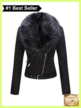 Faux Suede Moto Biker Jacket Sherpa Lined Coat